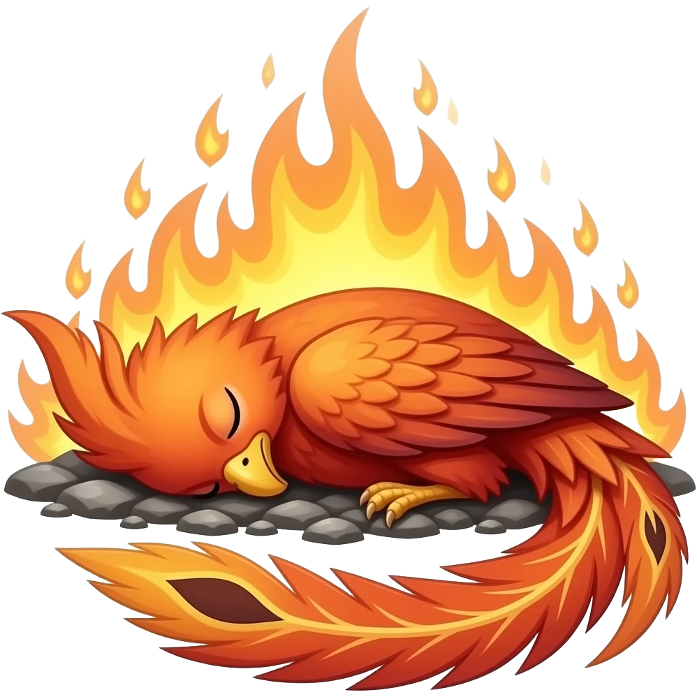 sleeping phoenix in ashes zzz emoji