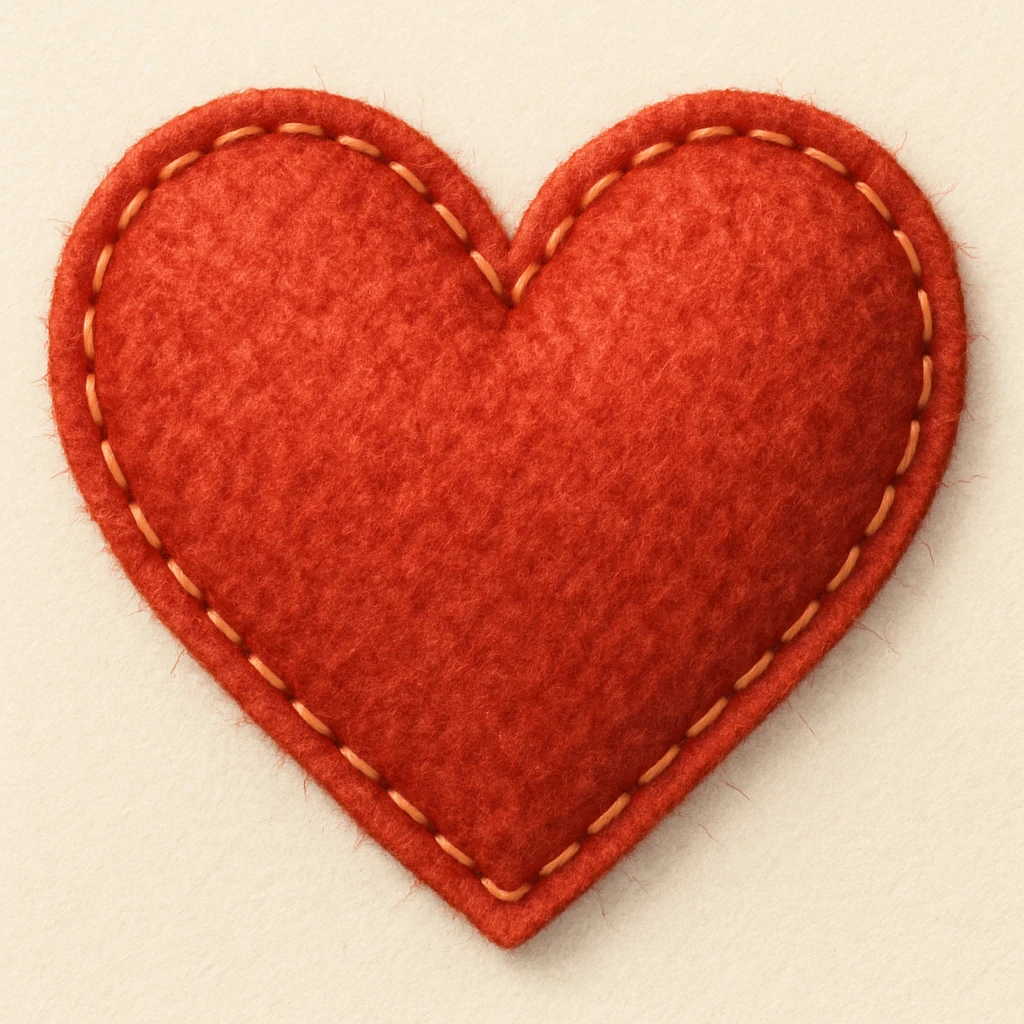 heart with a stitched felt look, digital illustration, tactile texture emoji
