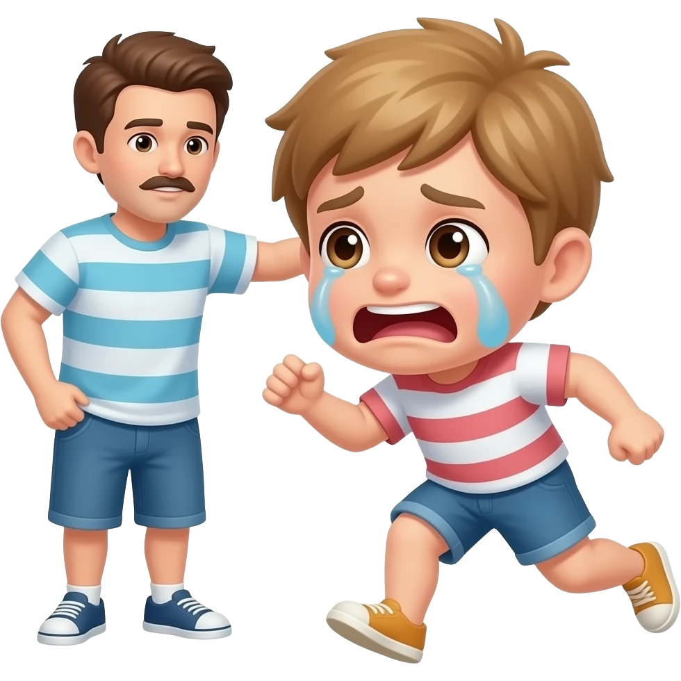 Ice agent chasing a crying bystander emoji