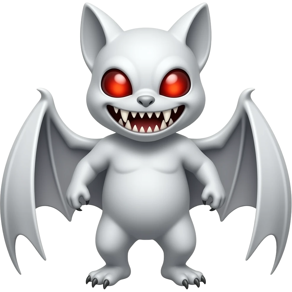 white bat, fangs, red eyes emoji