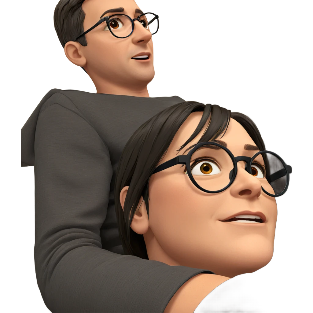 indoor portrait of a girl and boy emoji