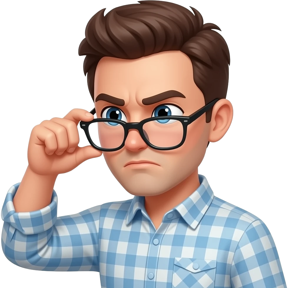 emoji that’s pulling their glasses down to look over them and is squinting, giving a wtf face To the side emoji