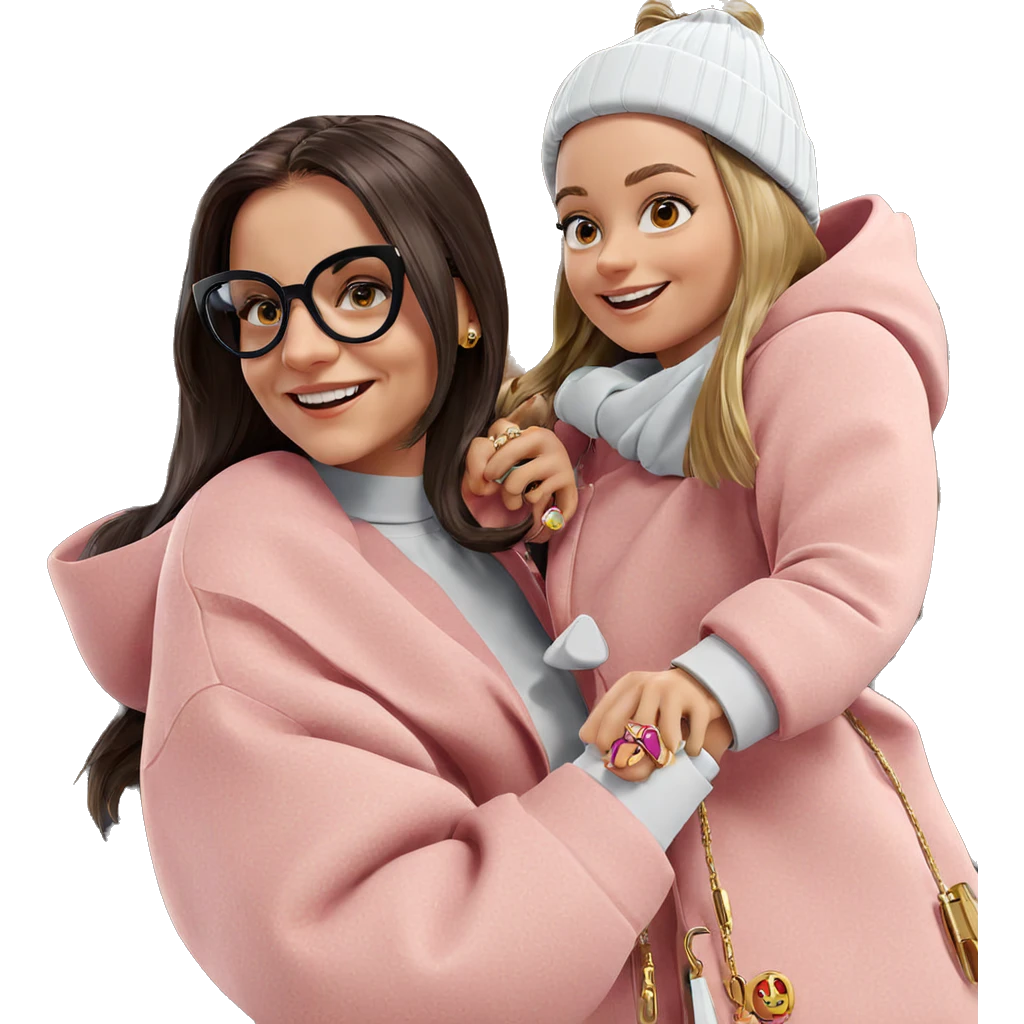 smiling girls with stylish accessories emoji