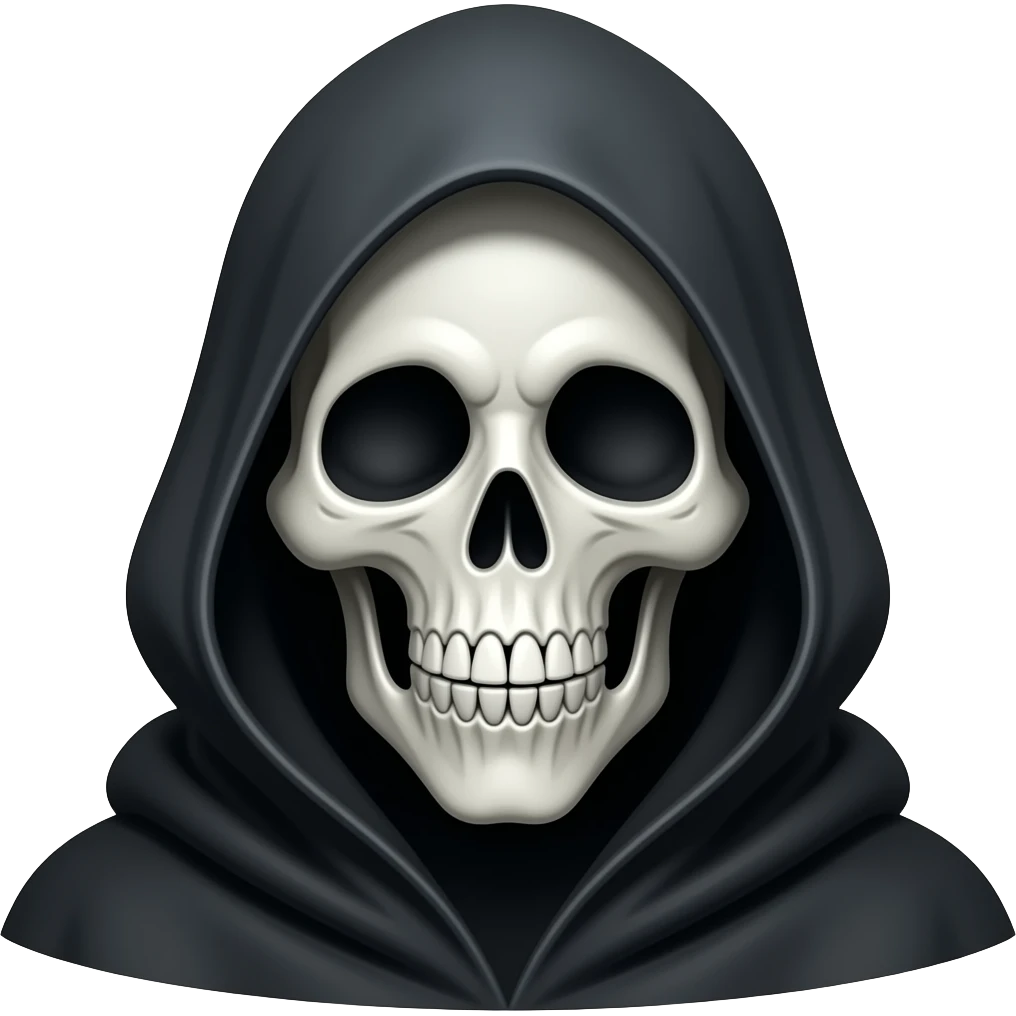 create grim reaper portrait, expressing Near Death, with a transparent background emoji