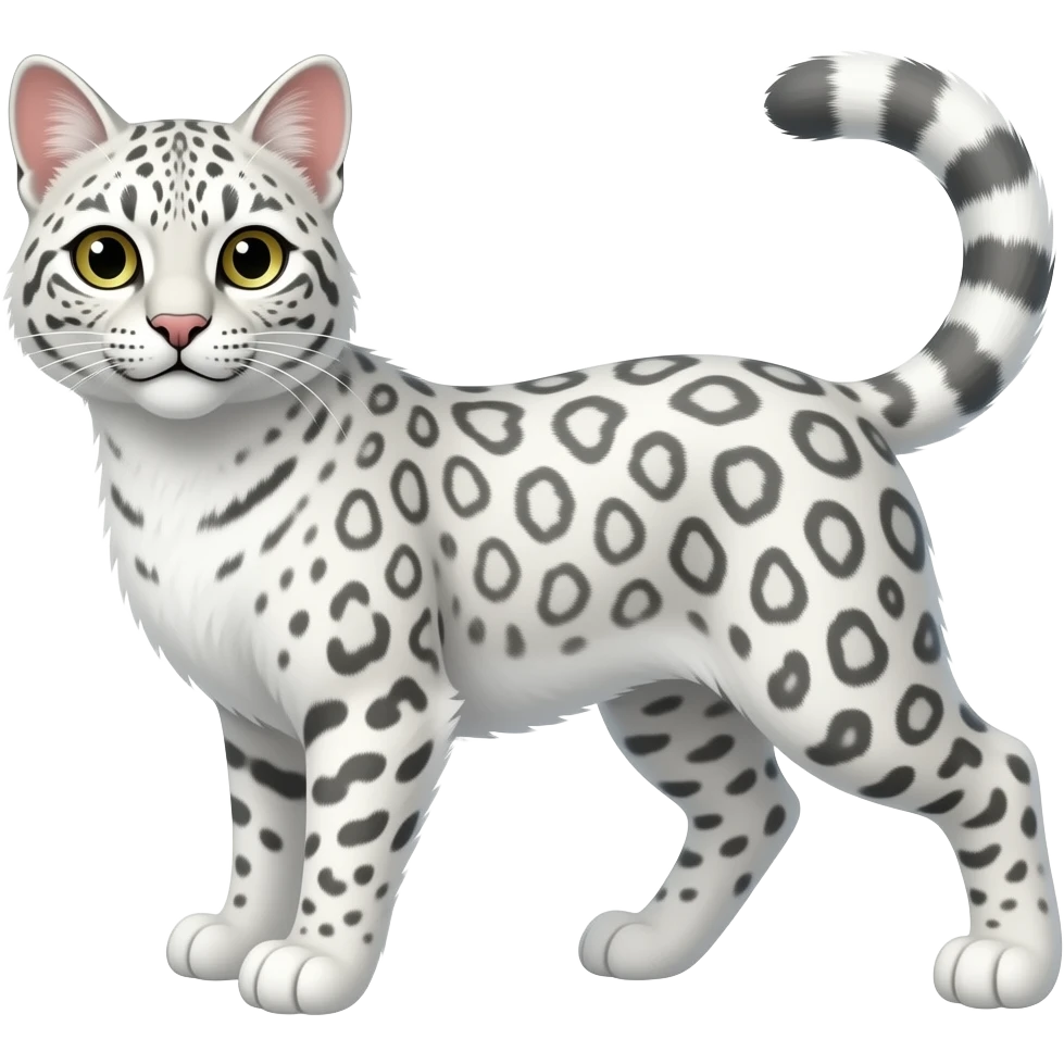 White serval-caracal-bobcat-snow-leopard-fantasy-hybrid-animal emoji
