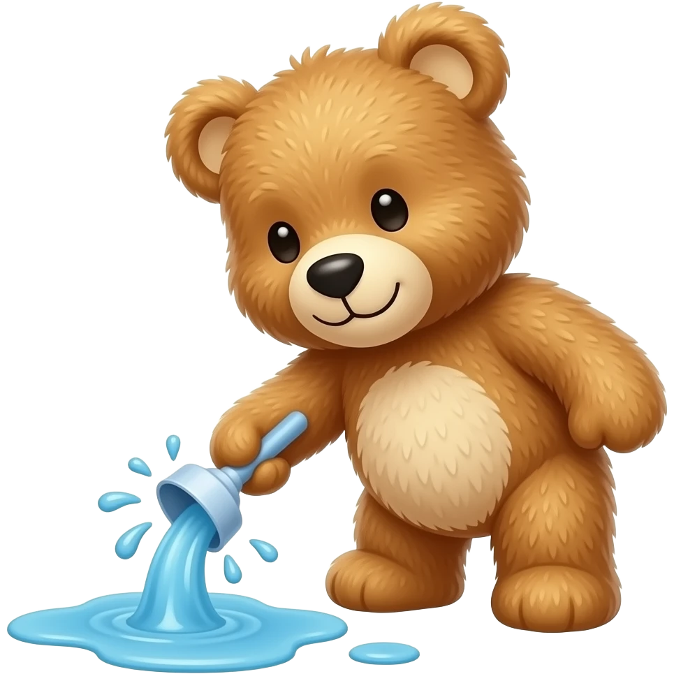 teddy bear cleaning spilled water emoji
