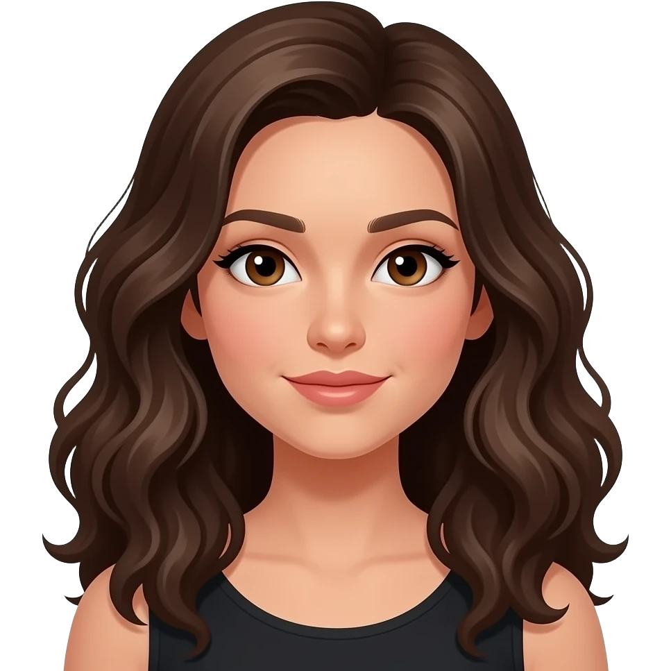Light brown eyes, dark brown long hair, mixed black and white female, longer wavy curly hair emoji
