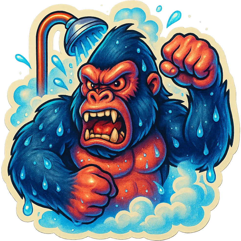 angry gorilla in the shower emoji