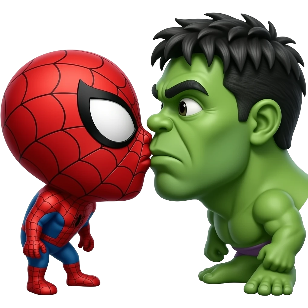 Spider man and hulk   kiss kiss creepy emoji