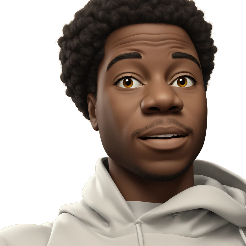 realistic male portrait with afro emoji