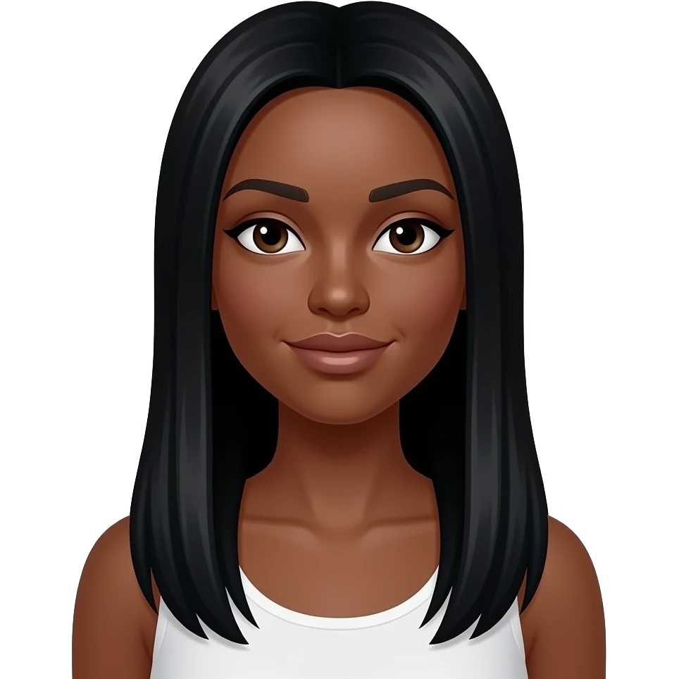 African American woman with long straight black hair chest length emoji
