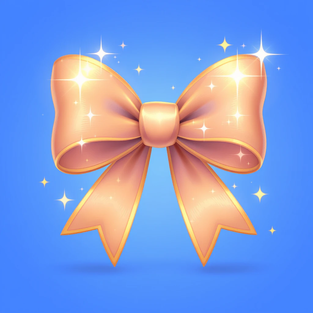 bow emoji, cute and shiny, with sparkles, no background emoji