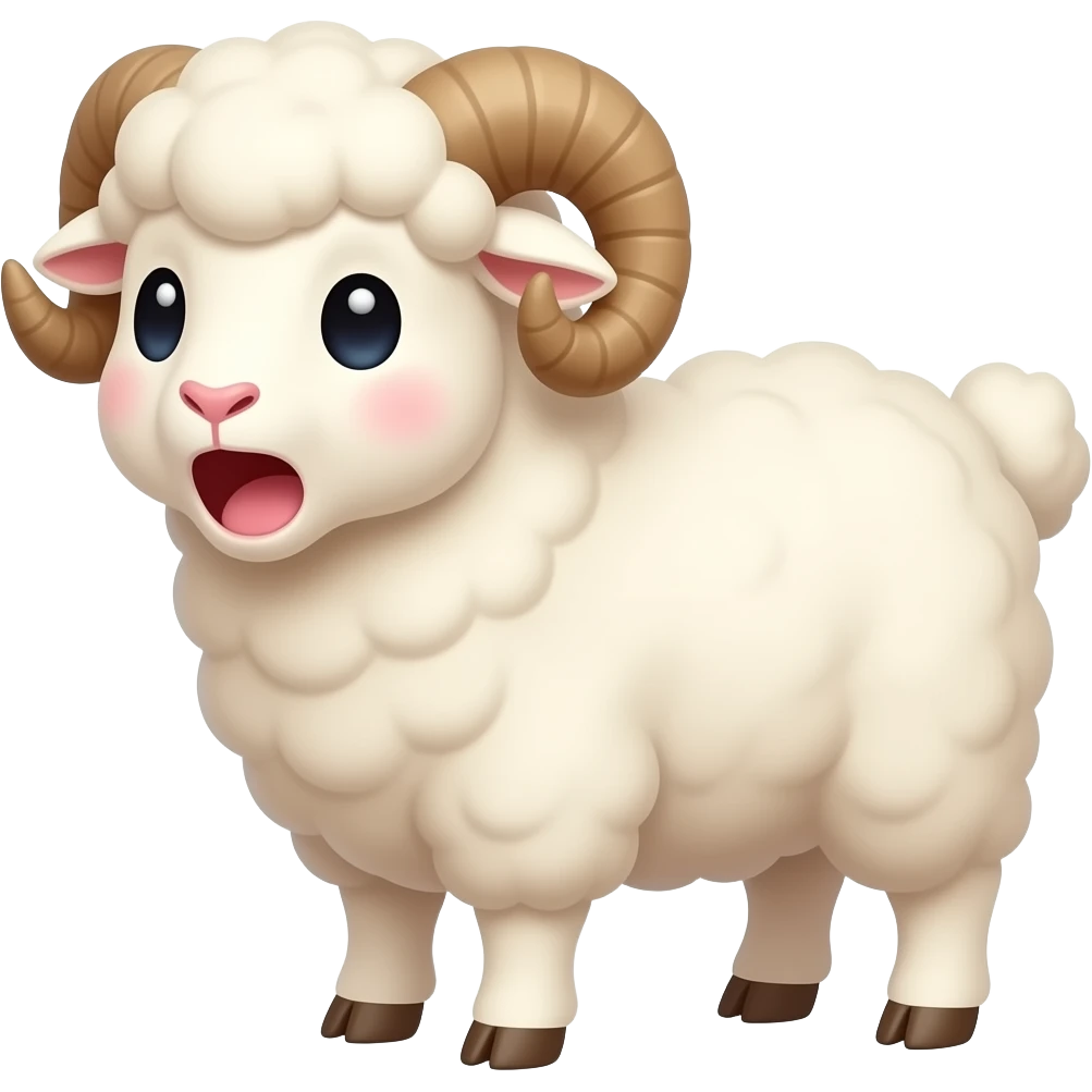 cute ram with horns with mouth open in surprise emoji