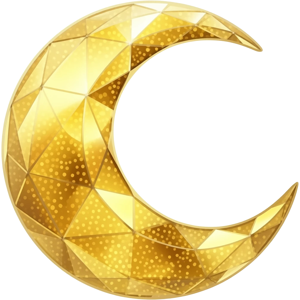 golden detailed glitter crystal half moon emoji