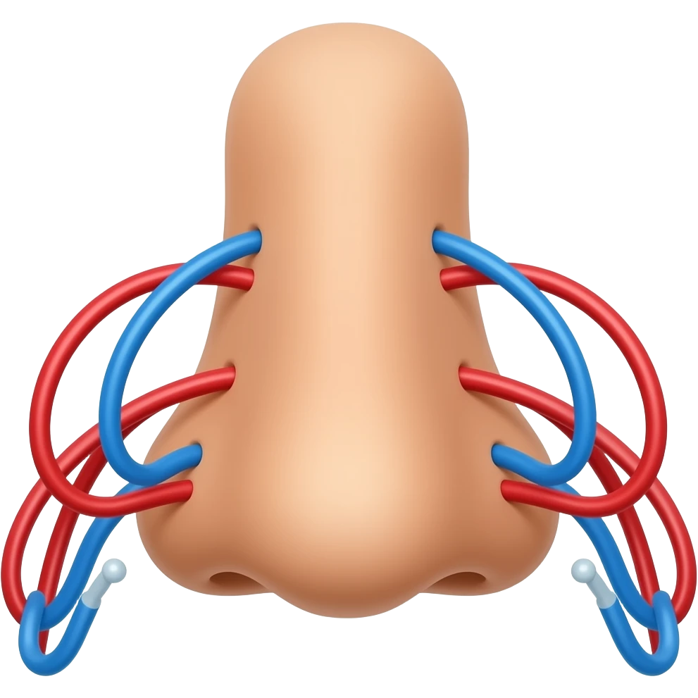 nose with wires red blue emoji