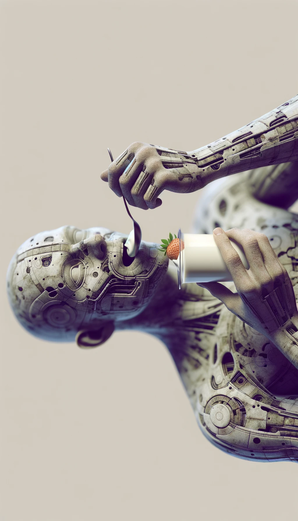 corpo umano che mangia uno yogurt, iperrealistico 4k, SFONDO CHIARO emoji