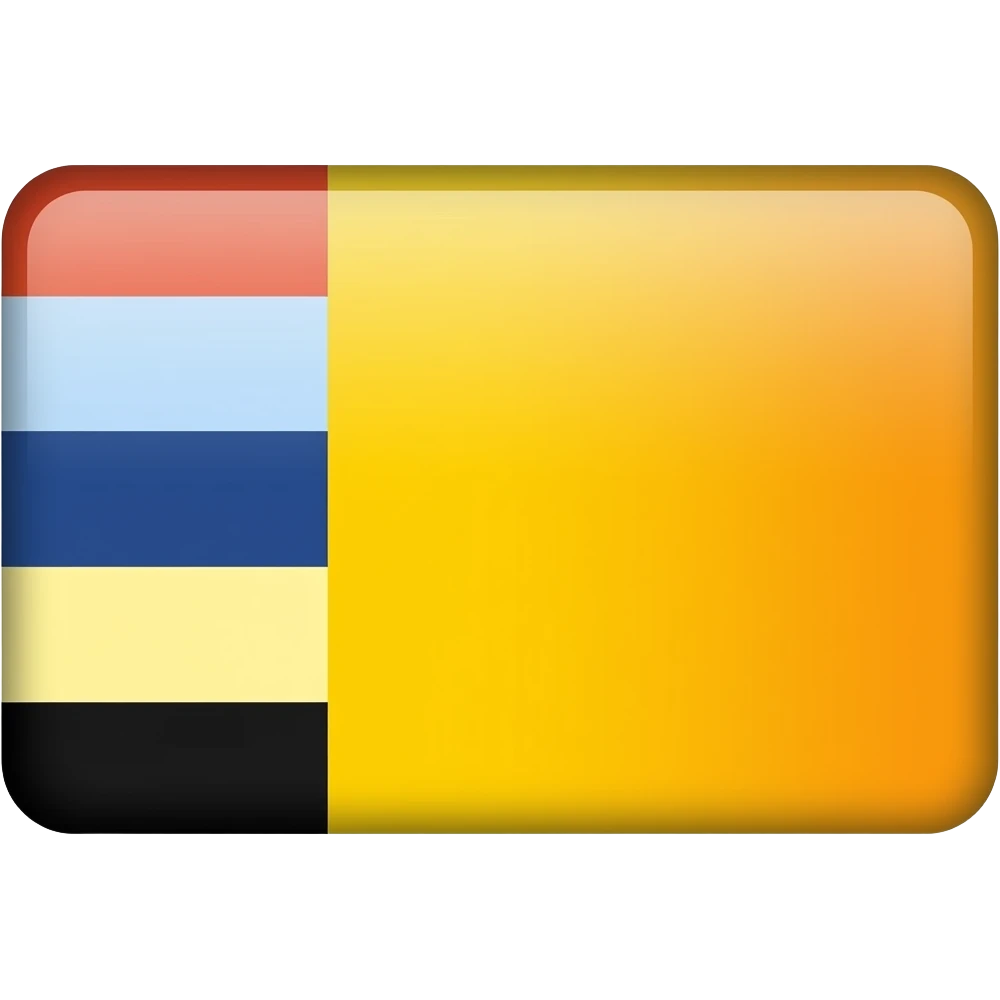 Rectangular Flag with upper left part from top to bottom red blue white black and the rest part is yellow(little orange) emoji