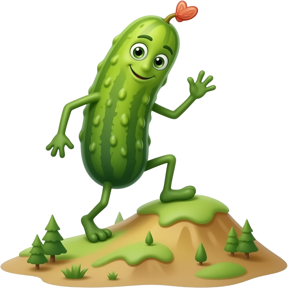a pickle climbing a hill emoji