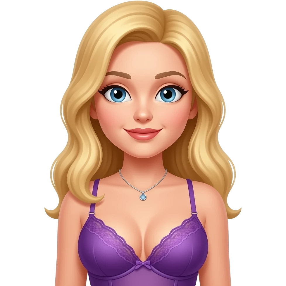 busty blonde teacher wearing revealing purple lingiere emoji