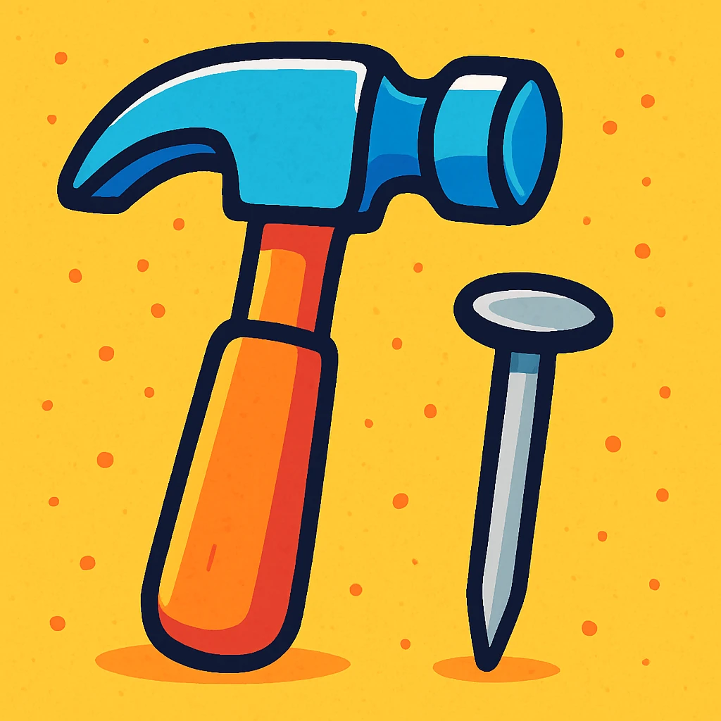 hammer and nail vibrant cartoon style emoji
