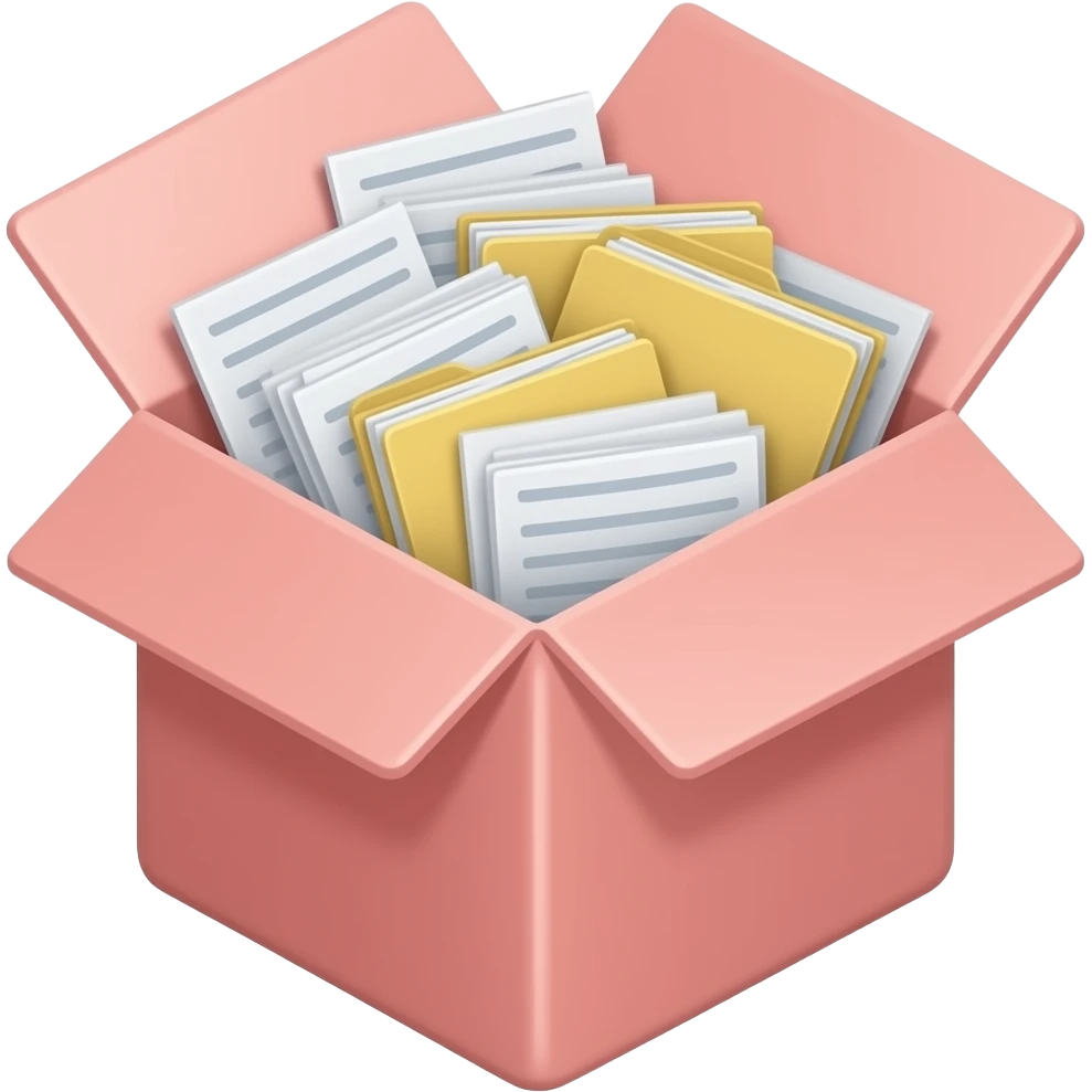 light pale pink box junk files and many Documents emoji