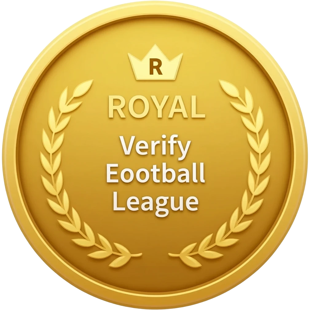 gold coin with "R with crown and  ROYAL Verify Efootball League"    level in center and minimal laurel emoji