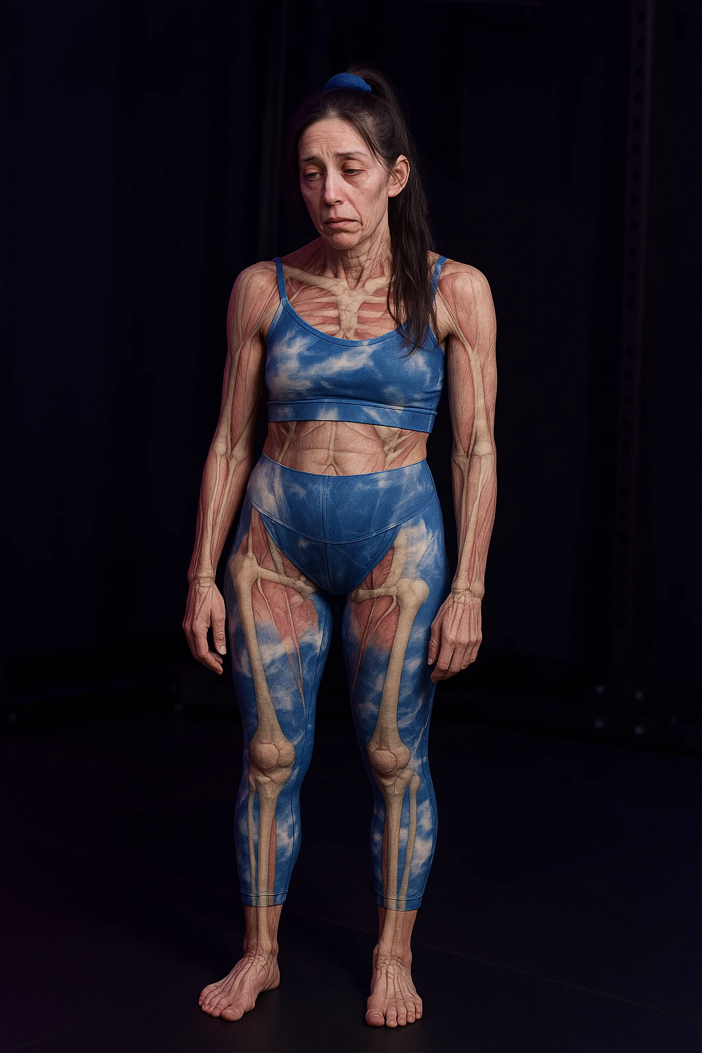 donna con stanchezza cronica frequenti in 3D realistica, donna stanca immagine anatomica emoji
