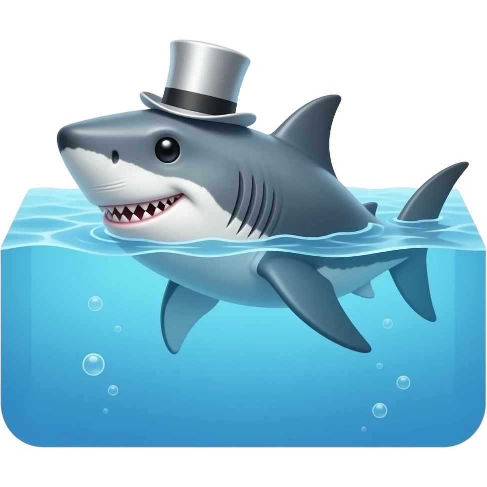 Shark with a top hat emoji