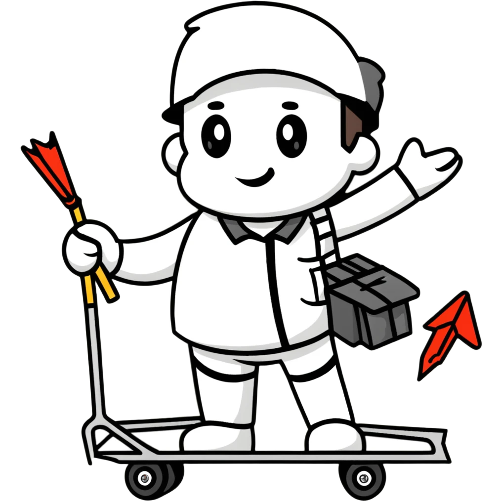 ramp agent with marshalling wands guiding aircraft emoji