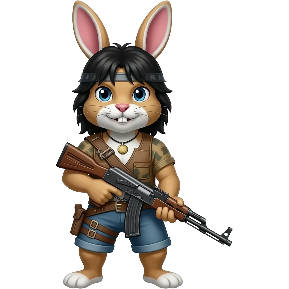 Rambo bunny with gun emoji