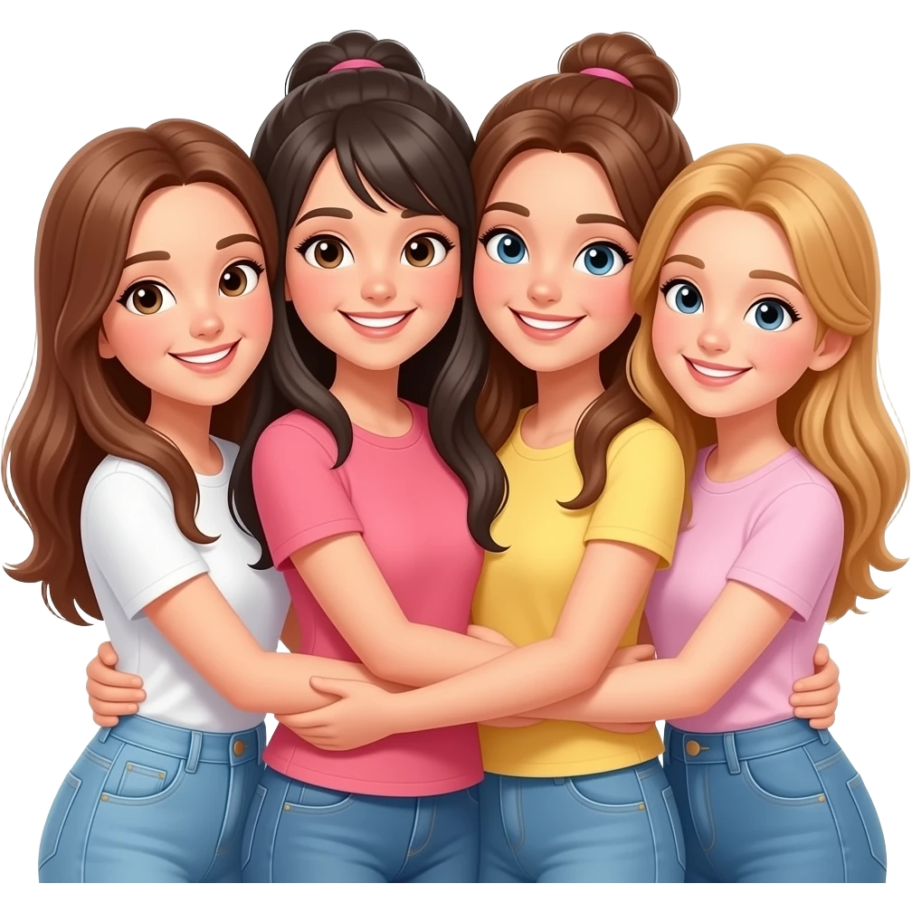 4 girl besties hug emoji