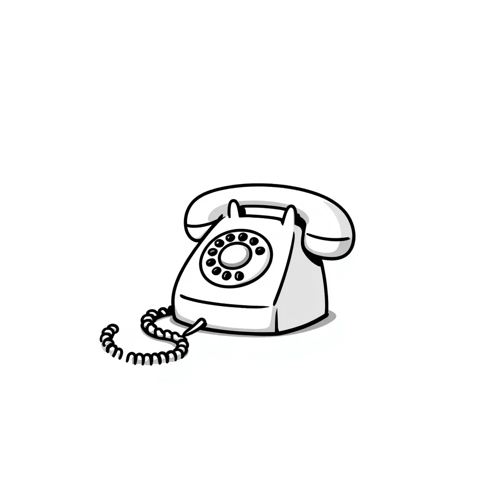 A simple hand-drawn corded telephone with handset and curly cord emoji