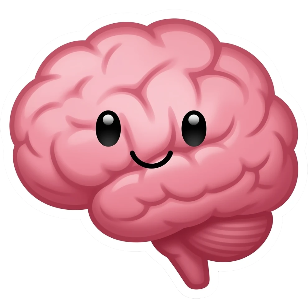 Brain cute sticker style emoji