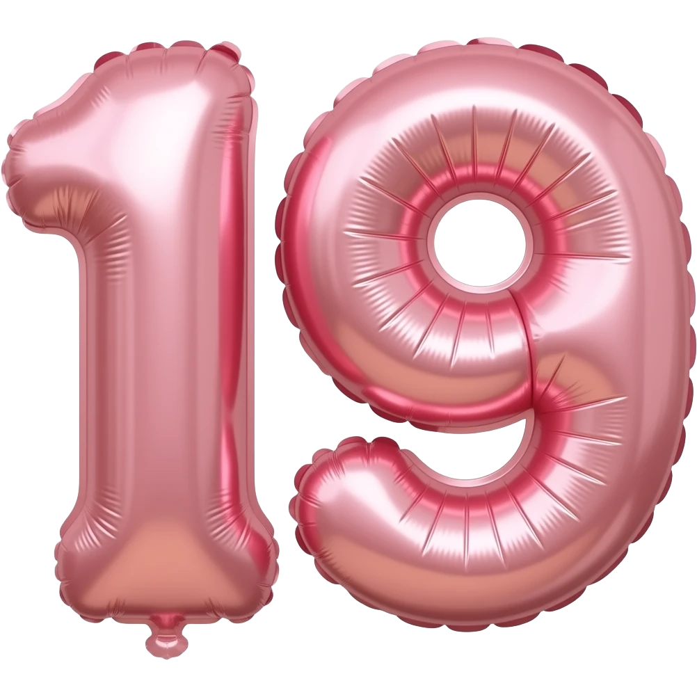 19 in light pink foil balloons emoji