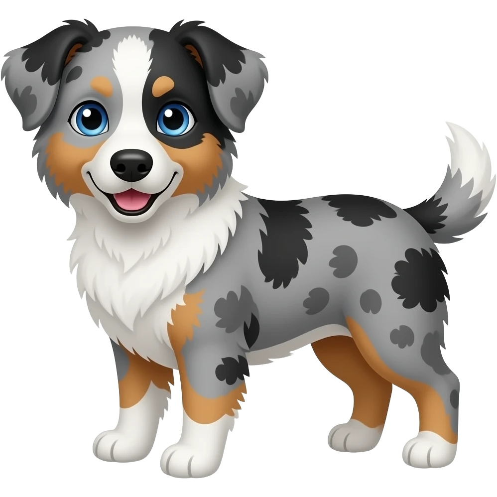 Blue Merle Aussiedoodle blue eyes mostly white face one year is black. The other is gray. emoji