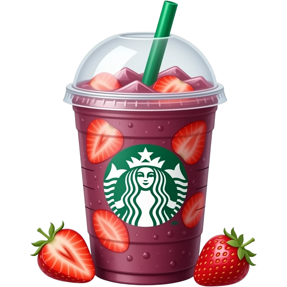 a iced strawberry açaí lemonade  refresher from starbucks with the starbucks logo, a lid, and no straw emoji