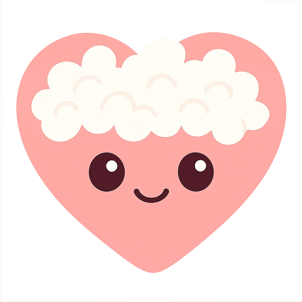 a heart shape filled with cottage cheese curds, playful and cute emoji