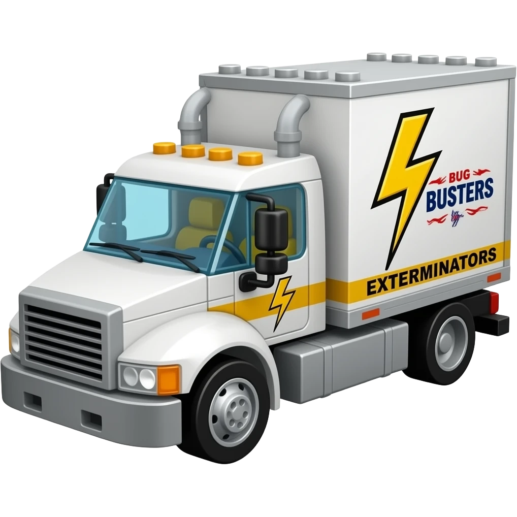 lightning Bug busters exterminators moving truck Lego emoji