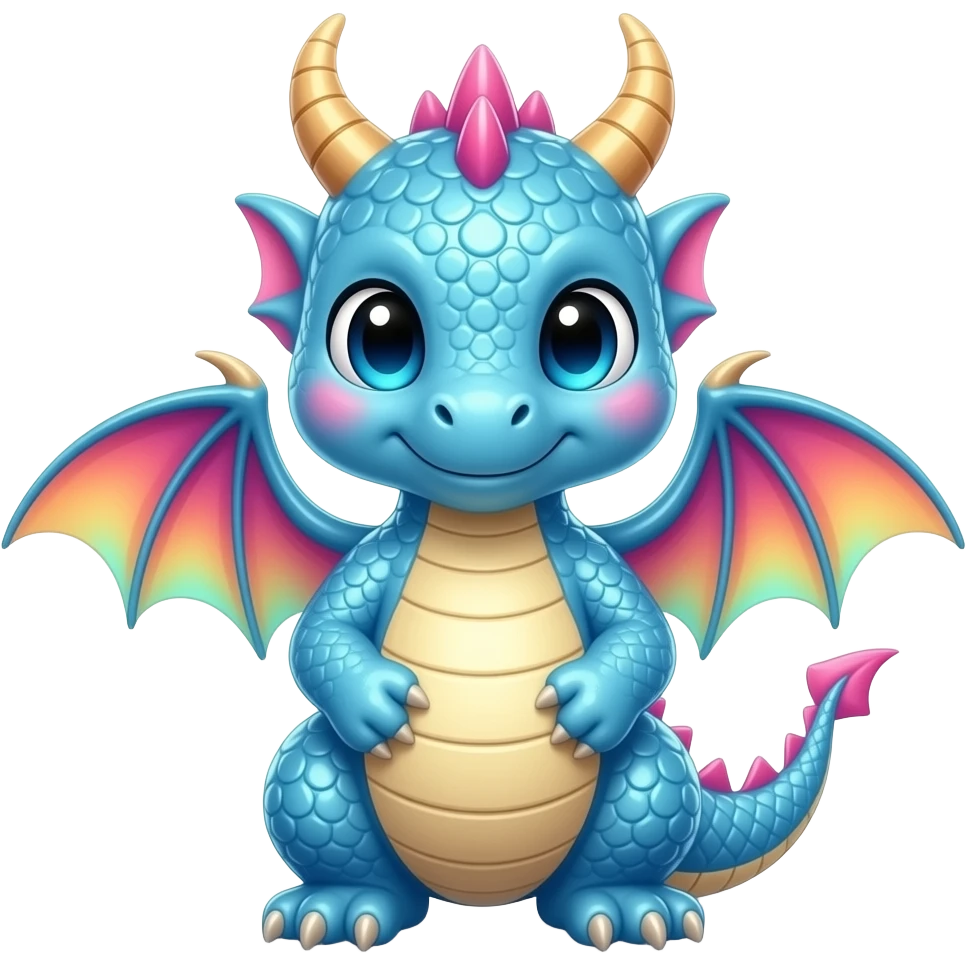 “baby dragon made of ice cream, colorful wings, shiny texture, cartoon style” emoji