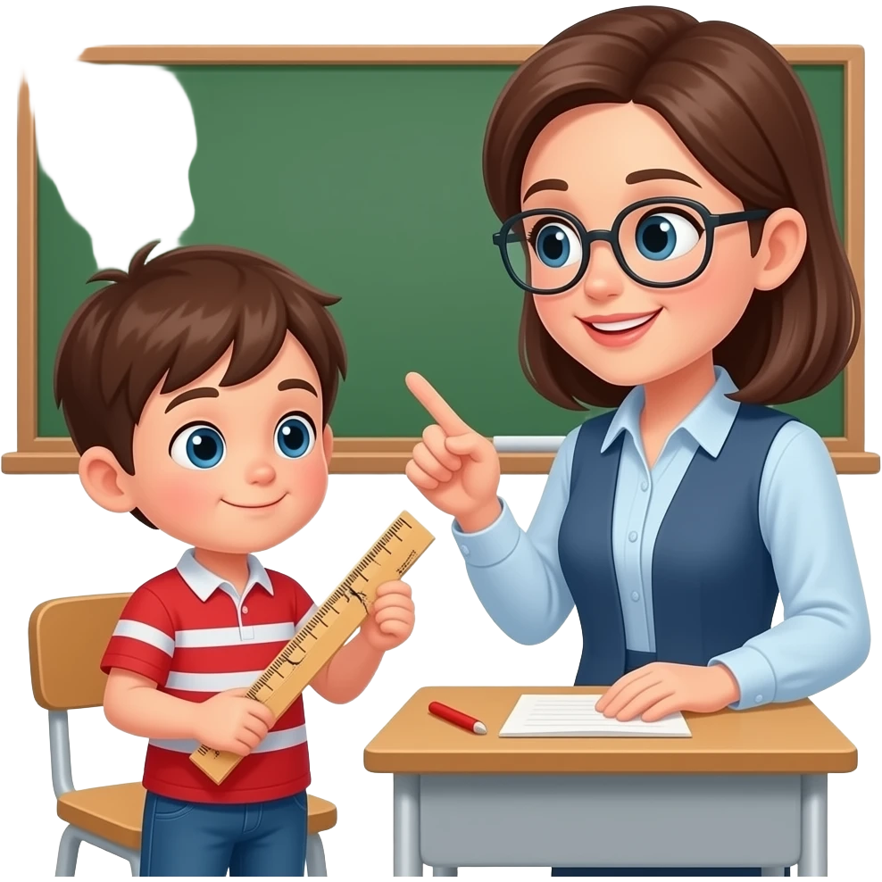 kid getting in trouble at school by teacher for breaking ruler emoji