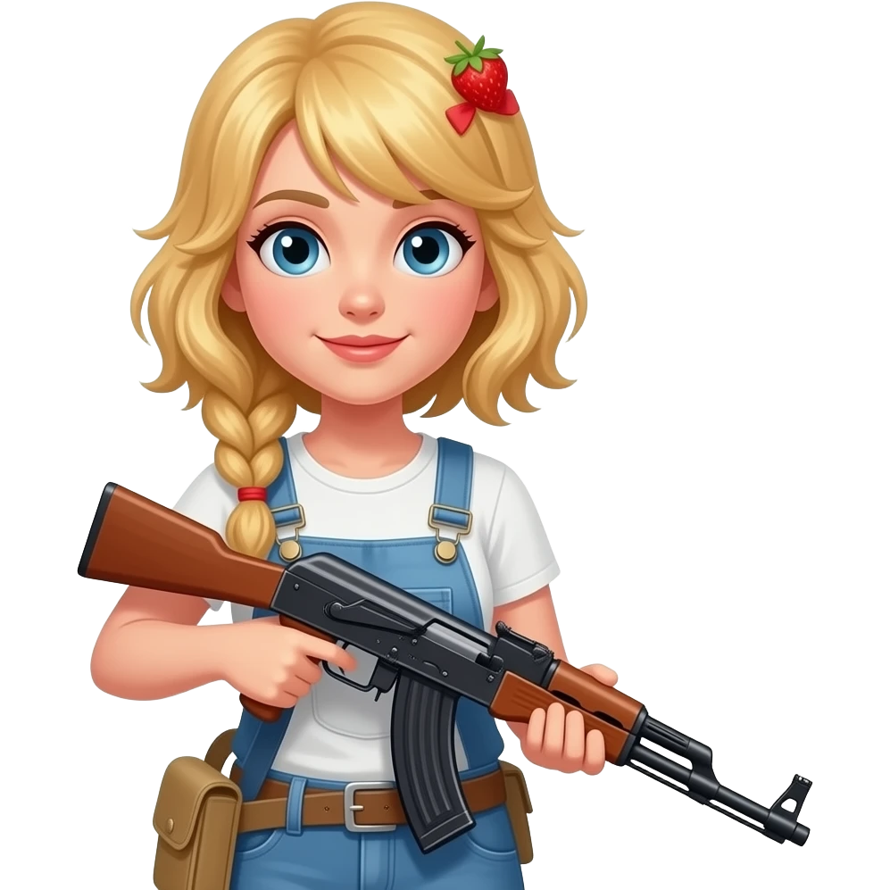 strawberry blonde haired girl with ak47 emoji