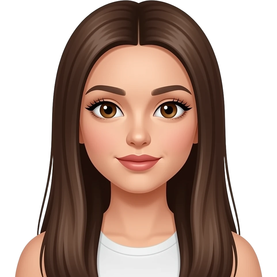 glamour girl with long straight brown hair brown eyes long eyelashes emoji emoji
