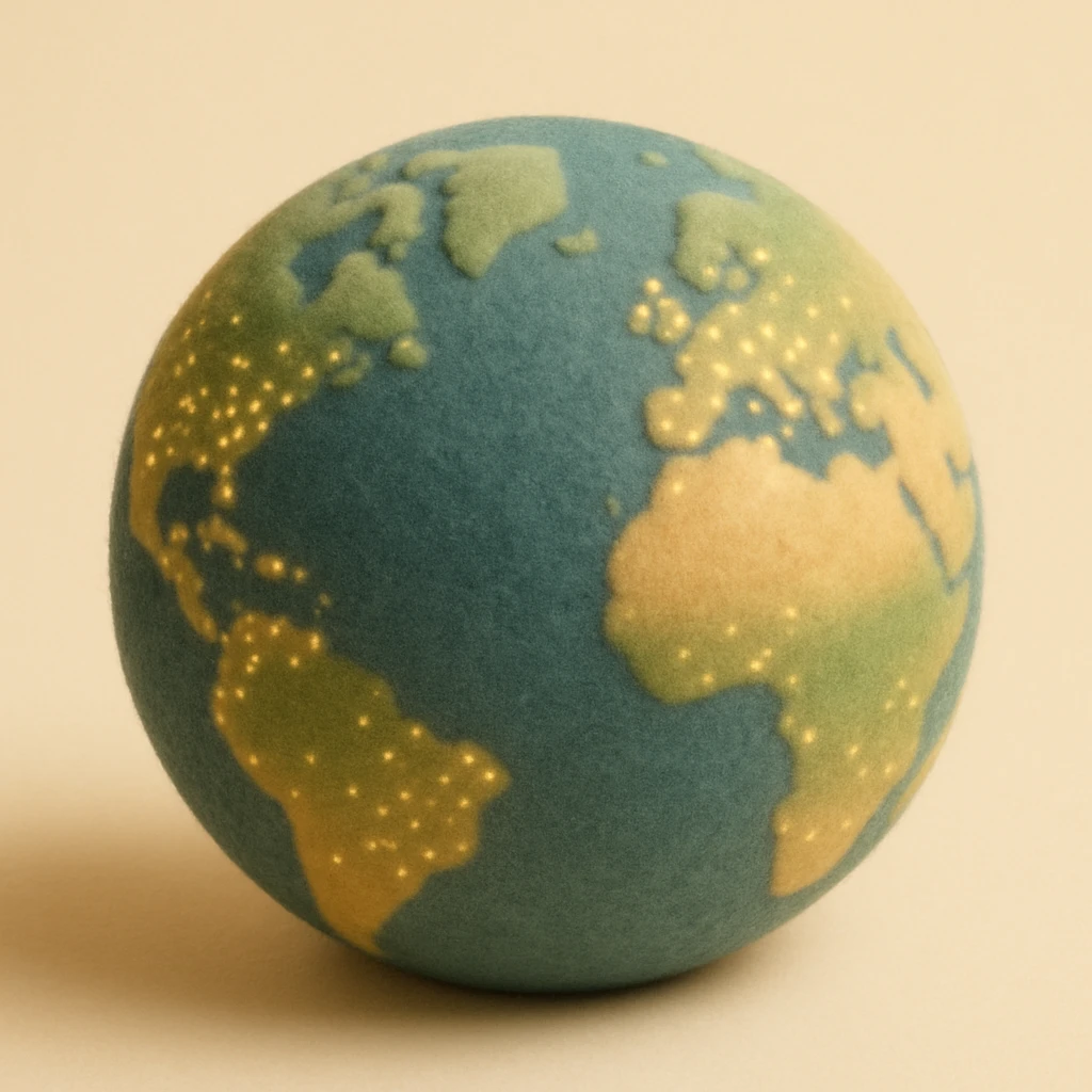 globe showing night lights on continents emoji