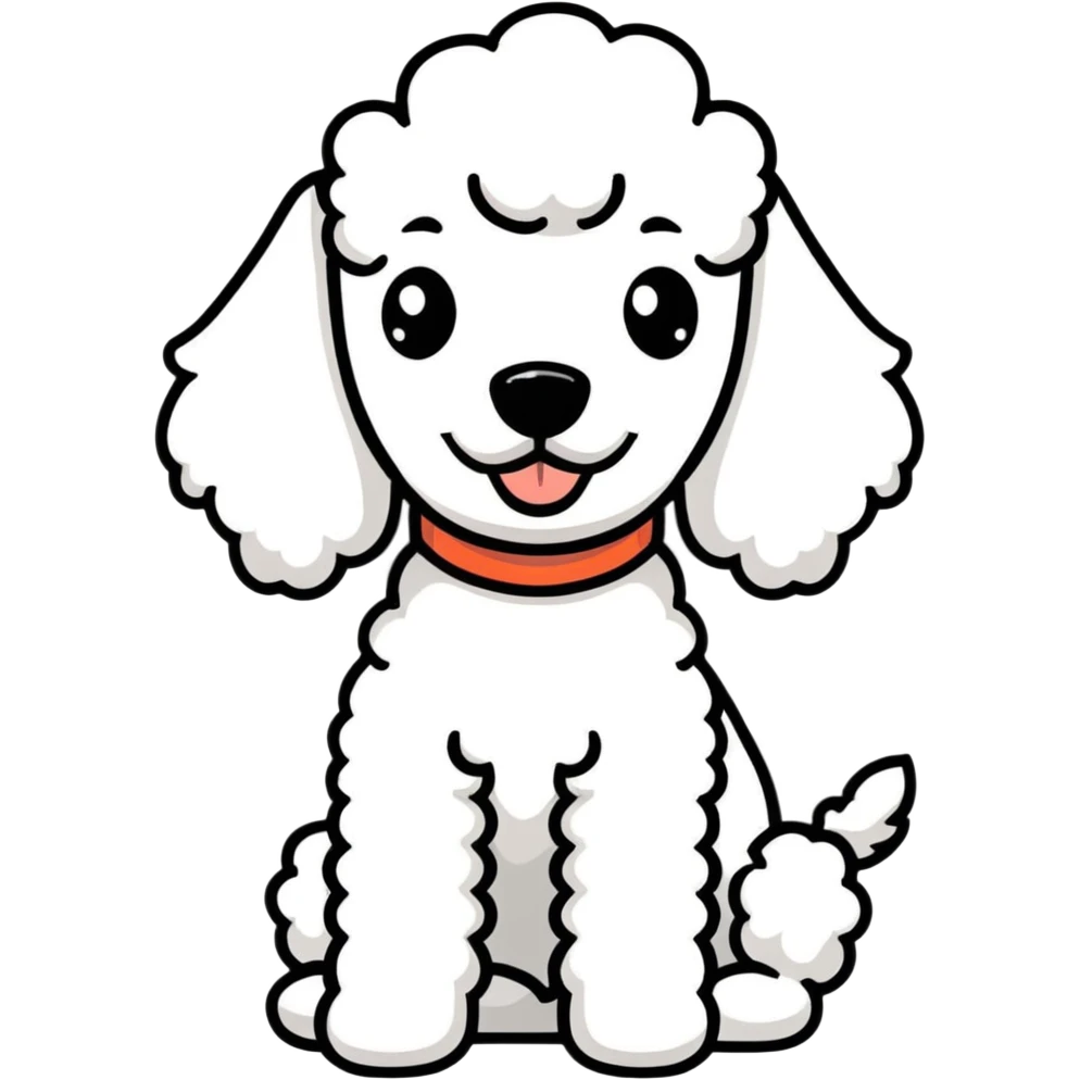 Poodle black white emoji