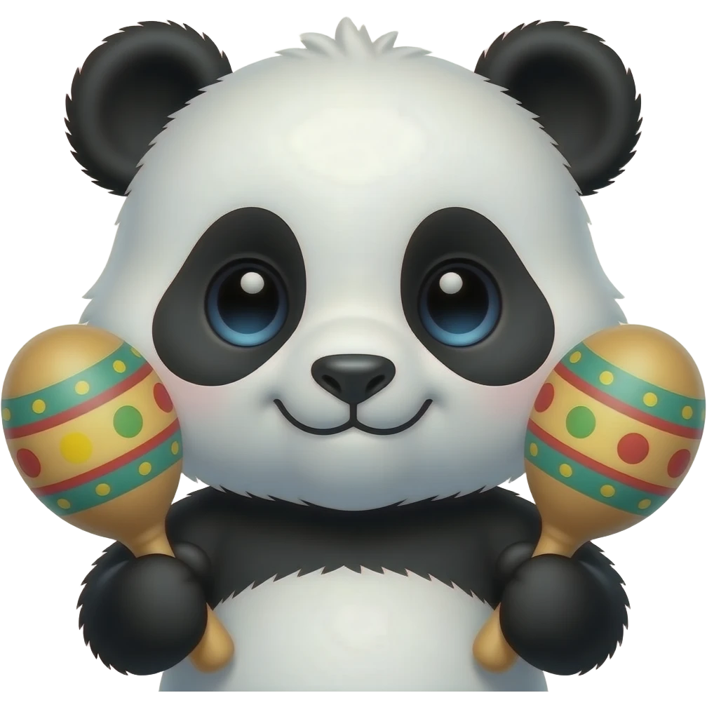 cute panda with  big Maracas closeup emoji