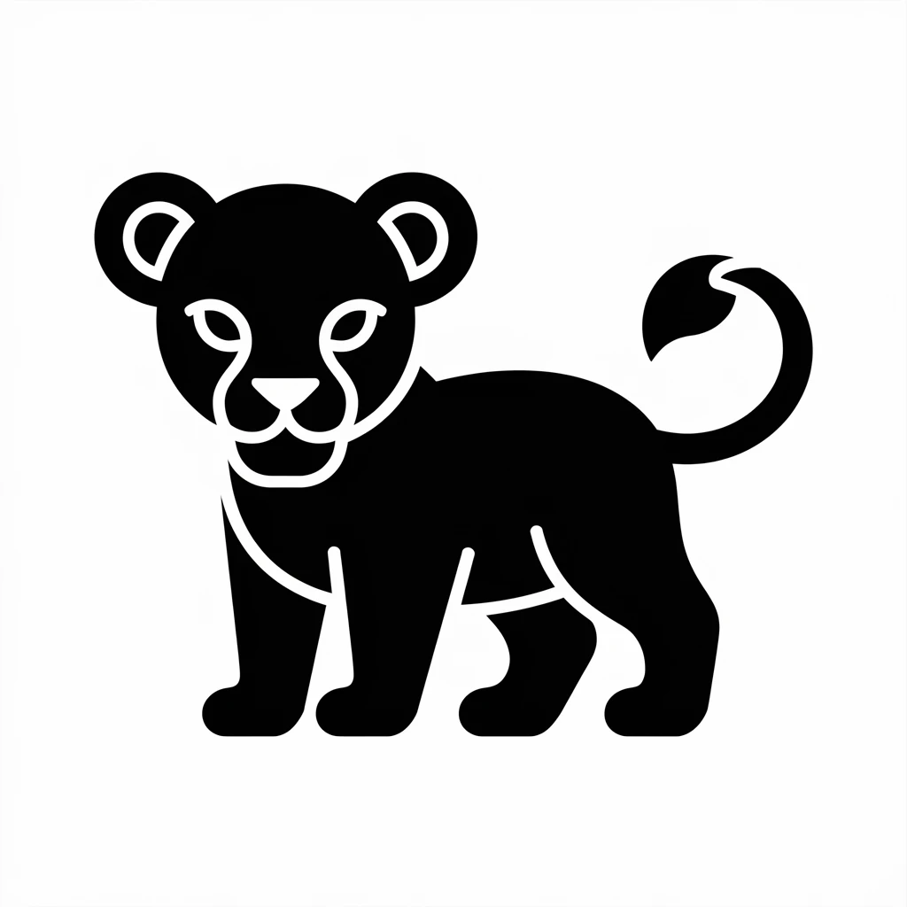 Lion cub icon black silhouette emoji