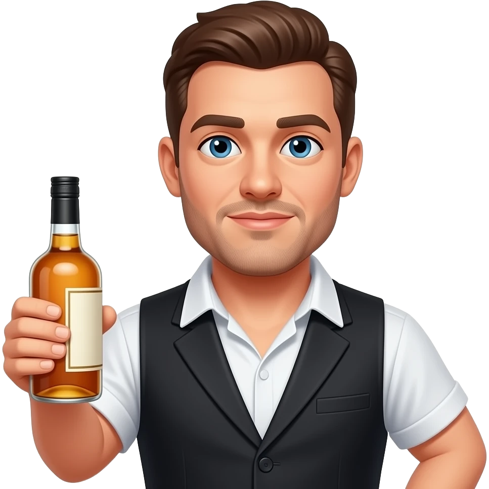 Drunk male stripper with a bottle of liquor emoji