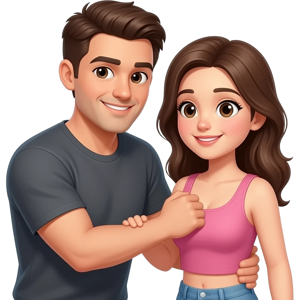 Guy squeezing  girls breast emoji