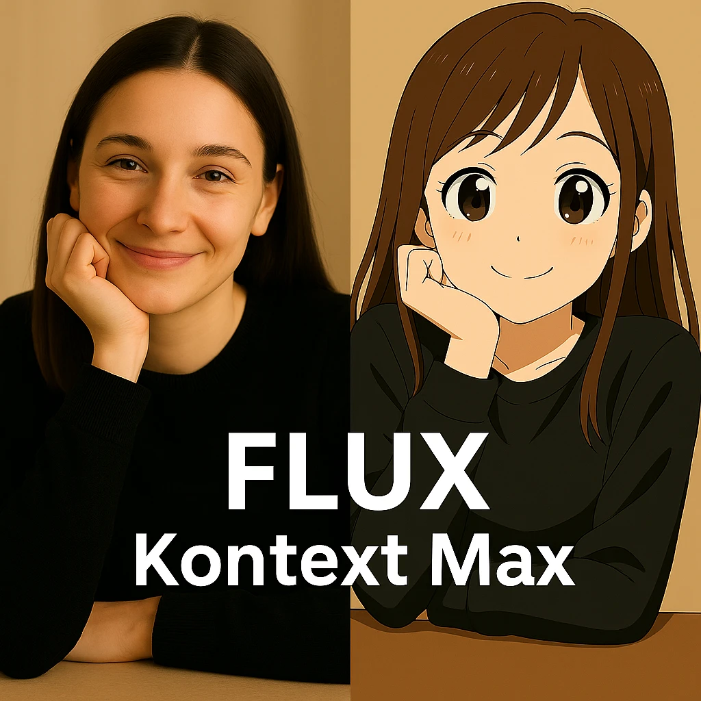 same similar image but chnage the text to "Flux Kontext Max" emoji