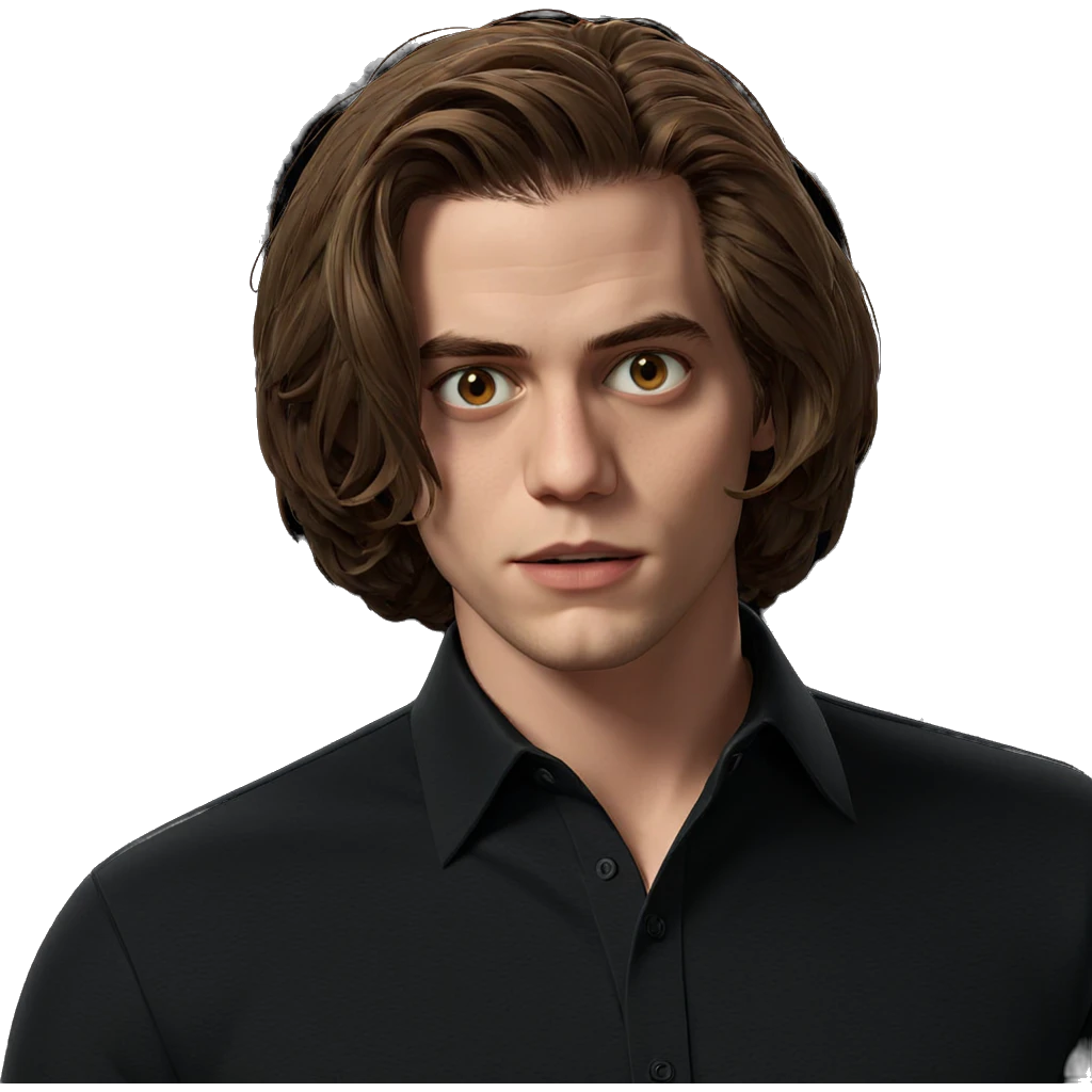 brown-haired boy in black shirt emoji
